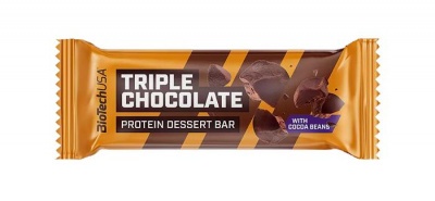 Fehérjeszelet, gluténmentes, 50g, BIOTECH USA "Protein Dessert Bar", Triple Chocolate